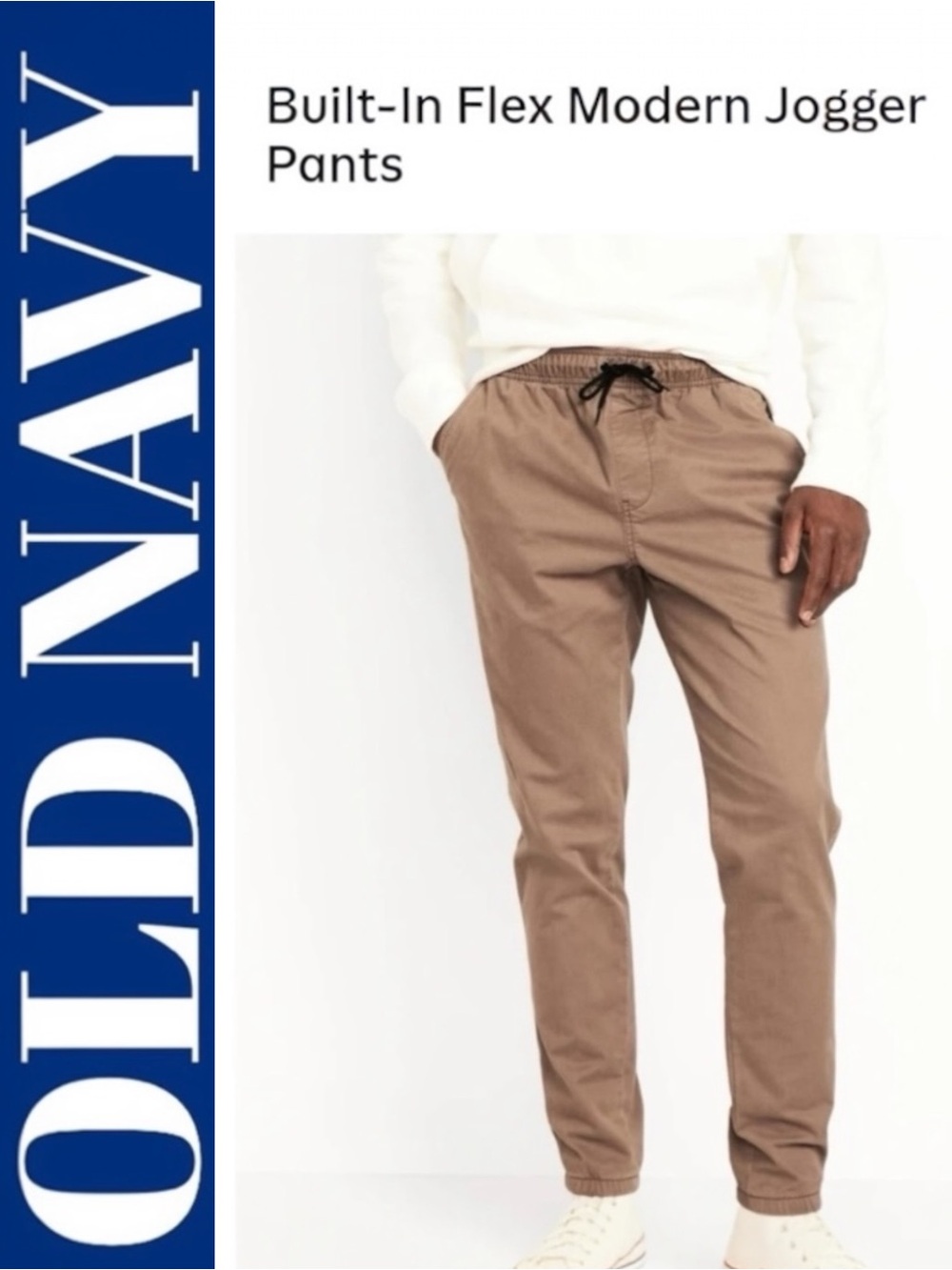 NEW- Old Navy Men's Built-In Flex Modern Jogger Pants, Khaki, SZ-Lg (Regular)